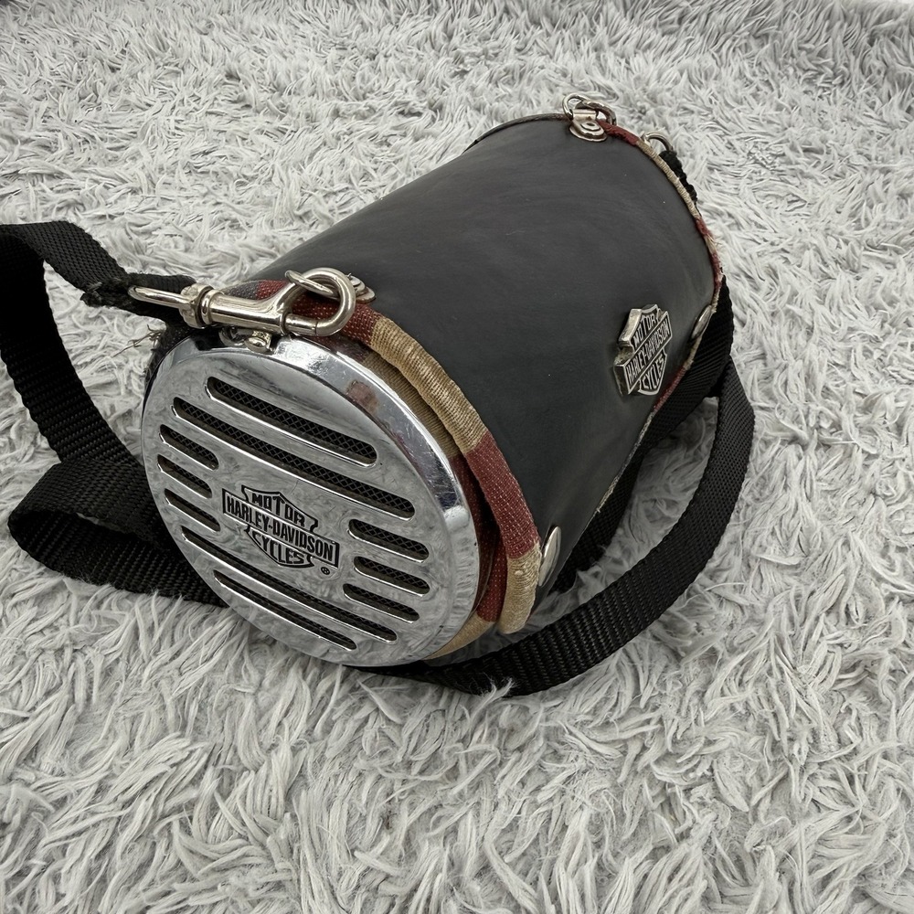 Harley Davidson Leather Purse VTG 1990s Cylinder Chrome Air Cleaner Crossbody